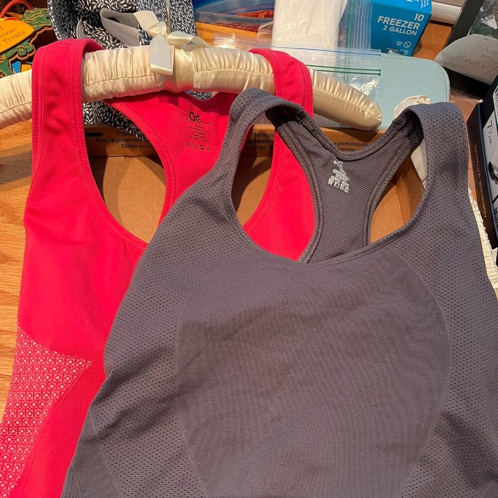 Bundle of 2 full length tank sports bras Athletic Essentials size med great cond